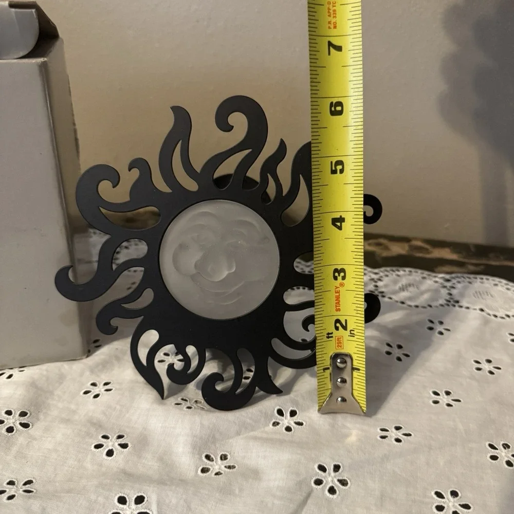Partylite Sunbeam Sconce Tea Light Candle Holder P0481 Black Metal Frosted Glass